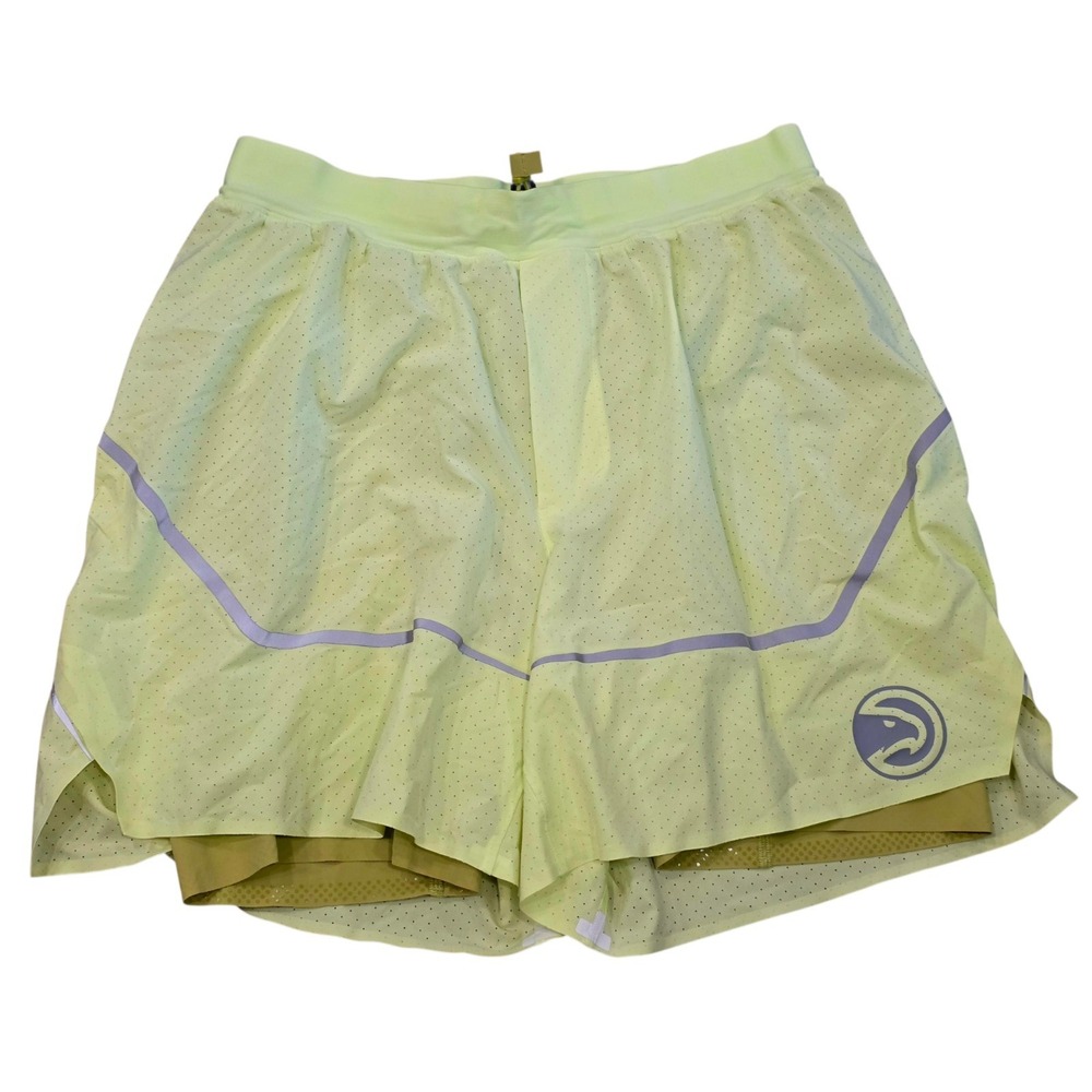 Lululemon Atlanta Hawks NBA Surge Shorts Mens M 6" Lined Neon Yellow Running